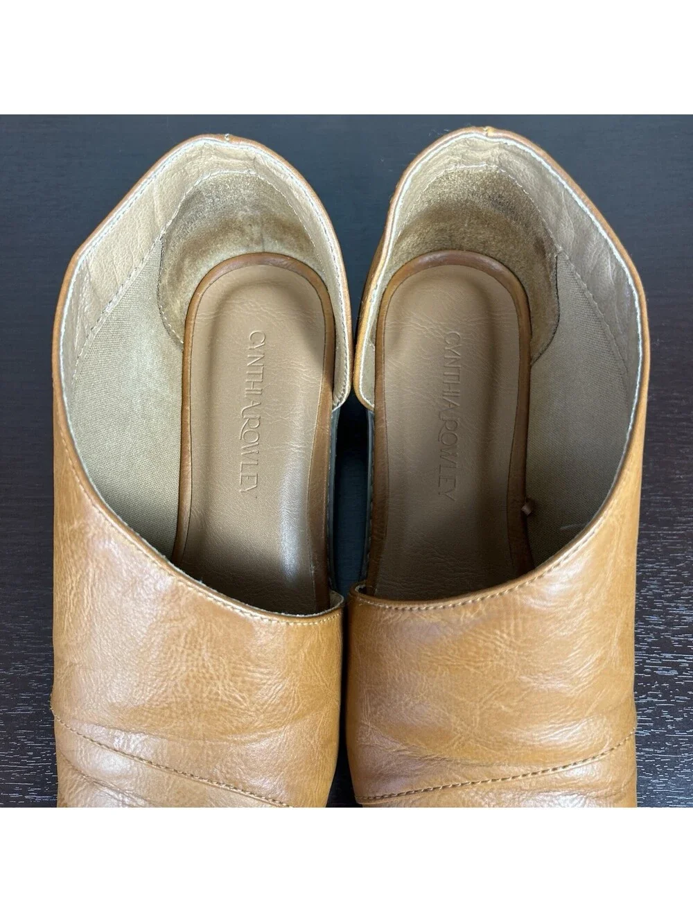 CYNTHIA ROWLEY Eddie Brown Low Cut BOOTIE Faux Leather SIZE 8 Chunky Heel